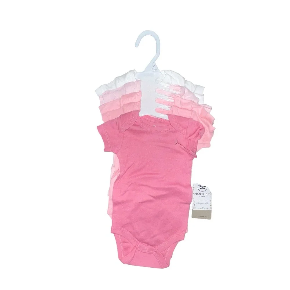 Honest Baby Clothing Set of 5 One Pieces Bodysuits Multi Colors Cotton 0-3 Month